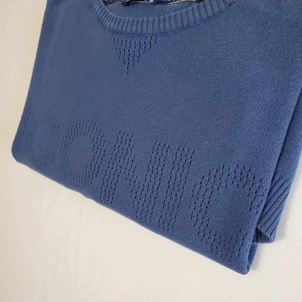 Tom Tailor Iconic Sweater 100% Cotton Mens Size Large Blue Perforate ICONIC LOGO